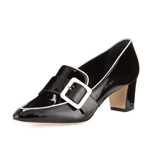 Manolo Blahnik Teno Buckle Patent Loafers Size 37